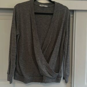 Grey wrap sweater